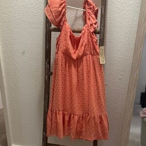 Rewind Peach Ruffle Dress